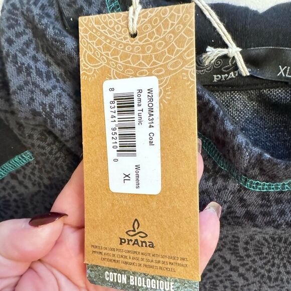 Prana Gray and Teal organic cotton XL tunic hoodie dress brandnew with tags - Picture 3 of 8